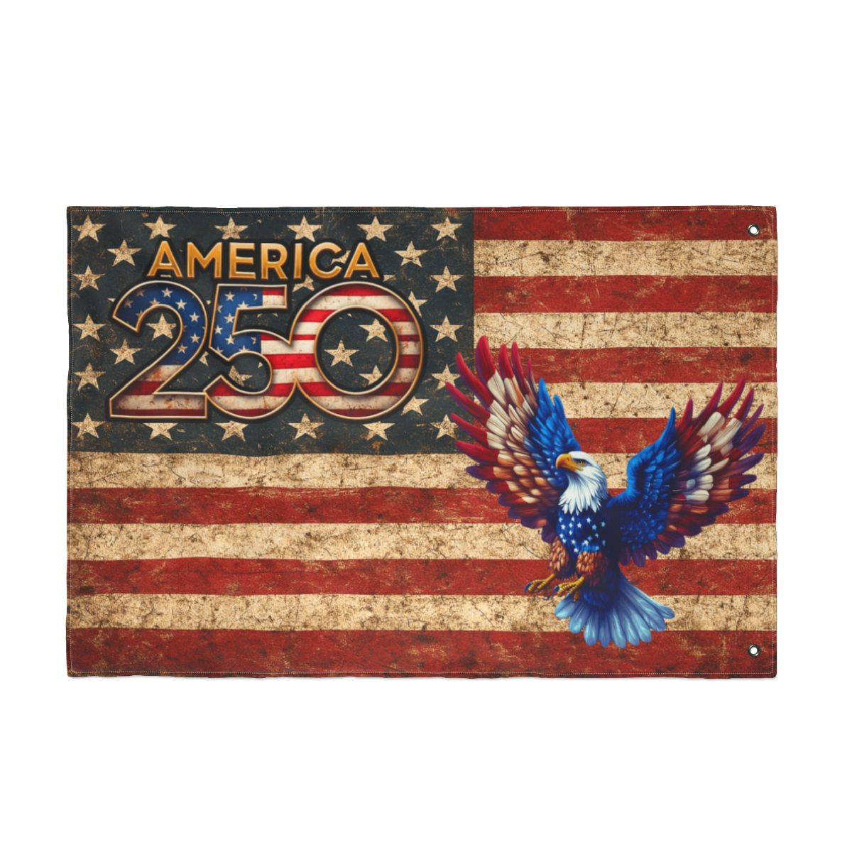 America 250 retro distressed American flag 1776–2026 wall decor