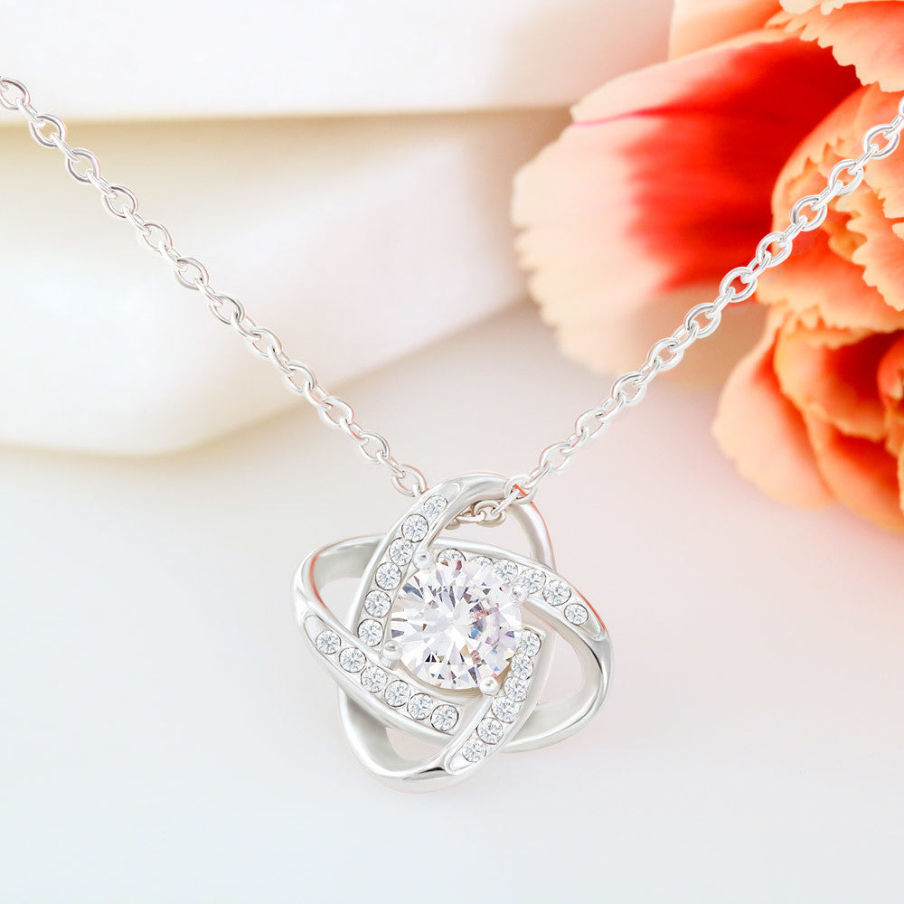 Love Knot Necklace gift for daughter 14k white gold over stainless steel