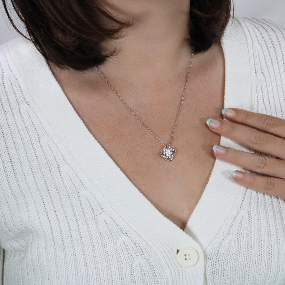 6mm cubic zirconia love knot pendant adjustable chain 18-22 inch