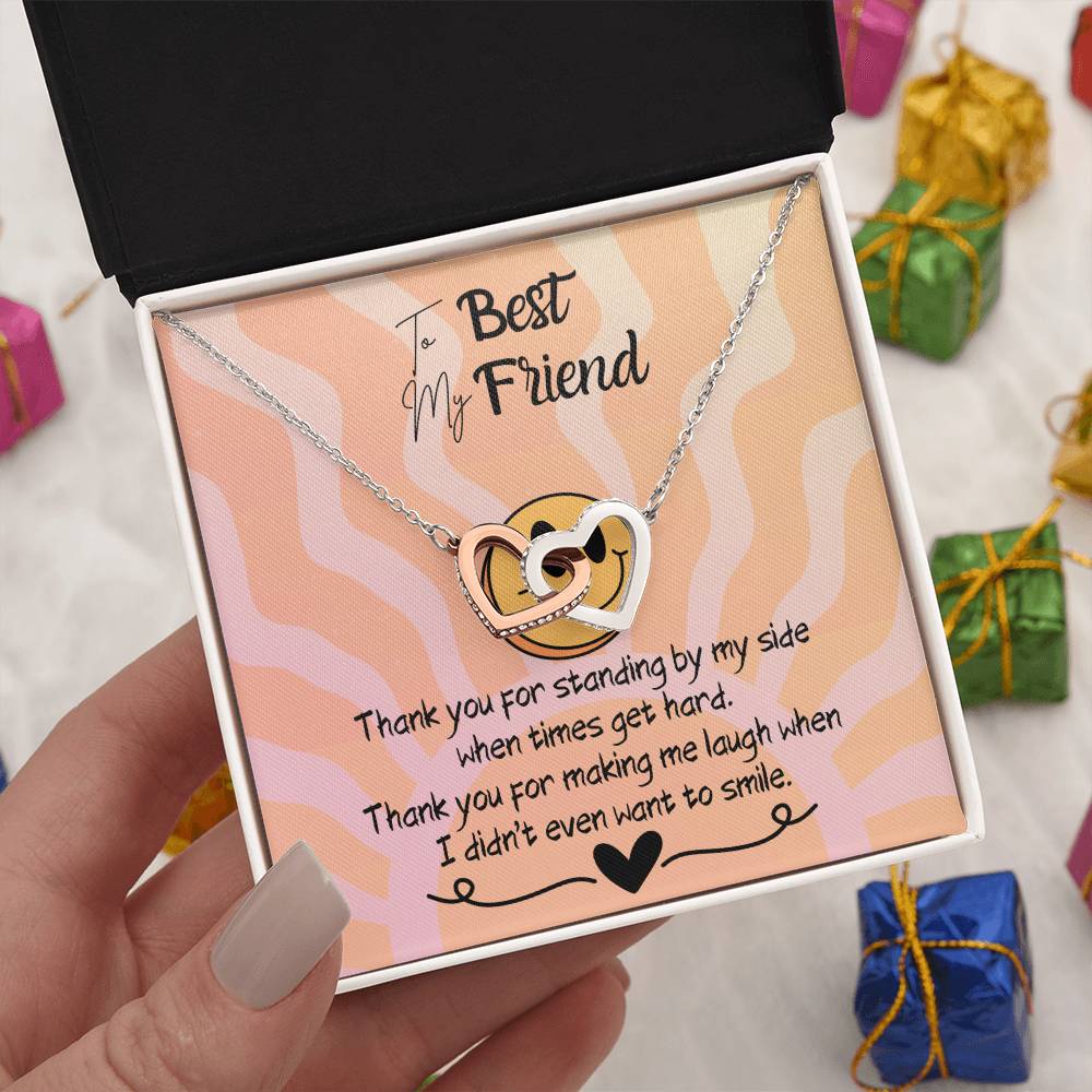 Interlocking Hearts Necklace gift for best friend 14k plated stainless steel