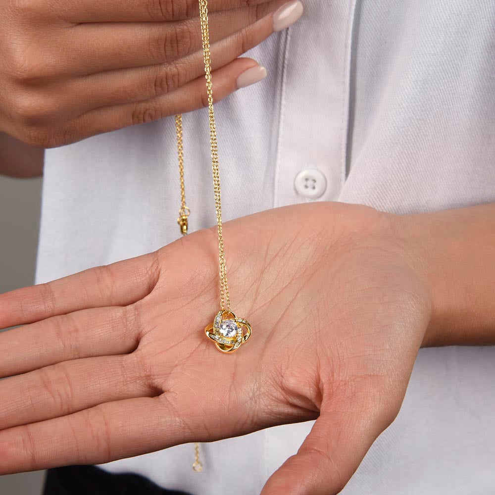 6mm cubic zirconia love knot pendant adjustable chain 18-22 inch