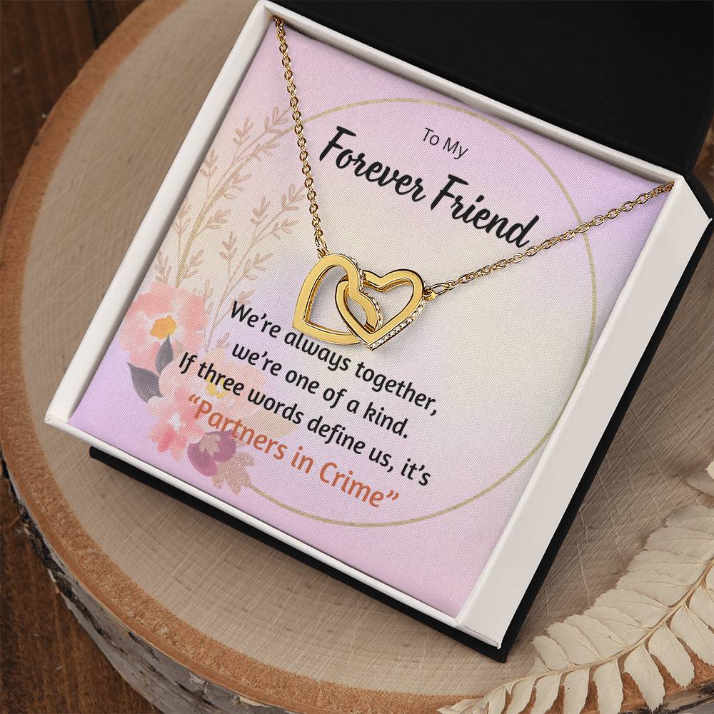 Interlocking Hearts Necklace gift for forever friend 14k plated stainless steel