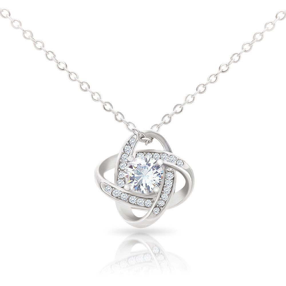 6mm cubic zirconia love knot pendant adjustable chain 18-22 inch