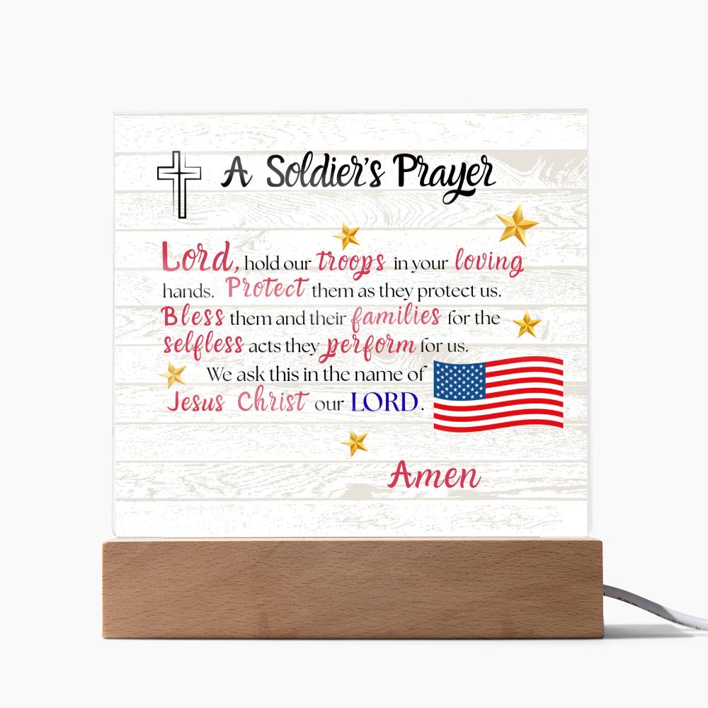 A Soldier’s Prayer acrylic square plaque military tribute gift 6 inch