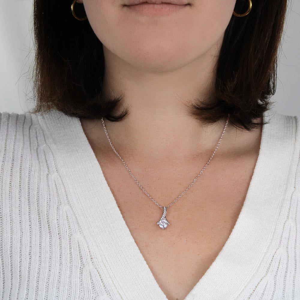 7mm cubic zirconia ribbon pendant adjustable chain 18-22 inch