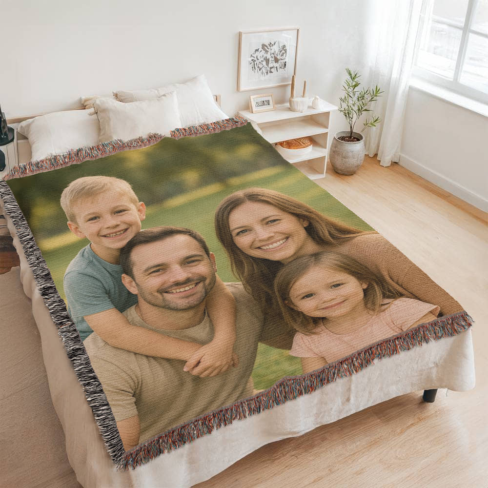 Heirloom woven portrait blanket personalized photo gift