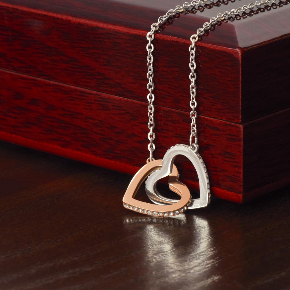 6mm cubic zirconia interlocking hearts pendant adjustable chain