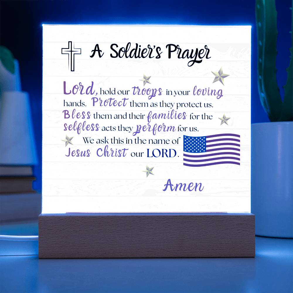 A Soldier’s Prayer acrylic square plaque military tribute gift 6 inch