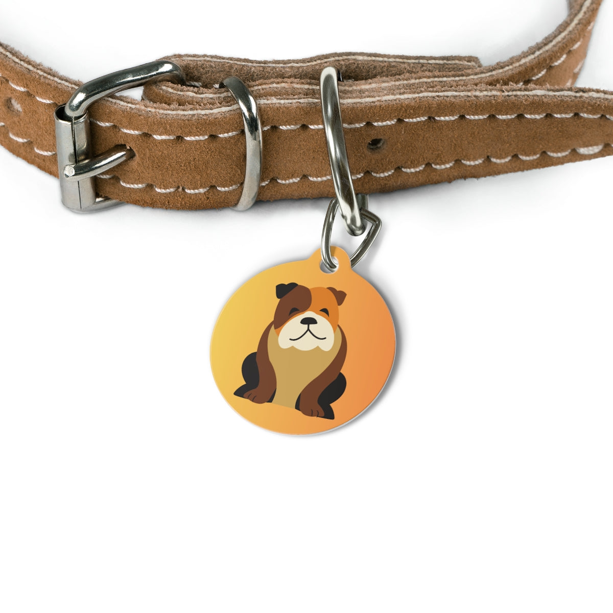 round dog tag on a white background