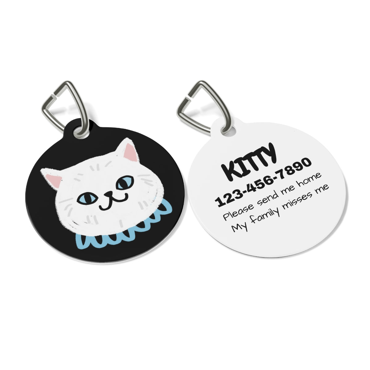 Custom pet ID tag stainless steel personalized dog cat name phone