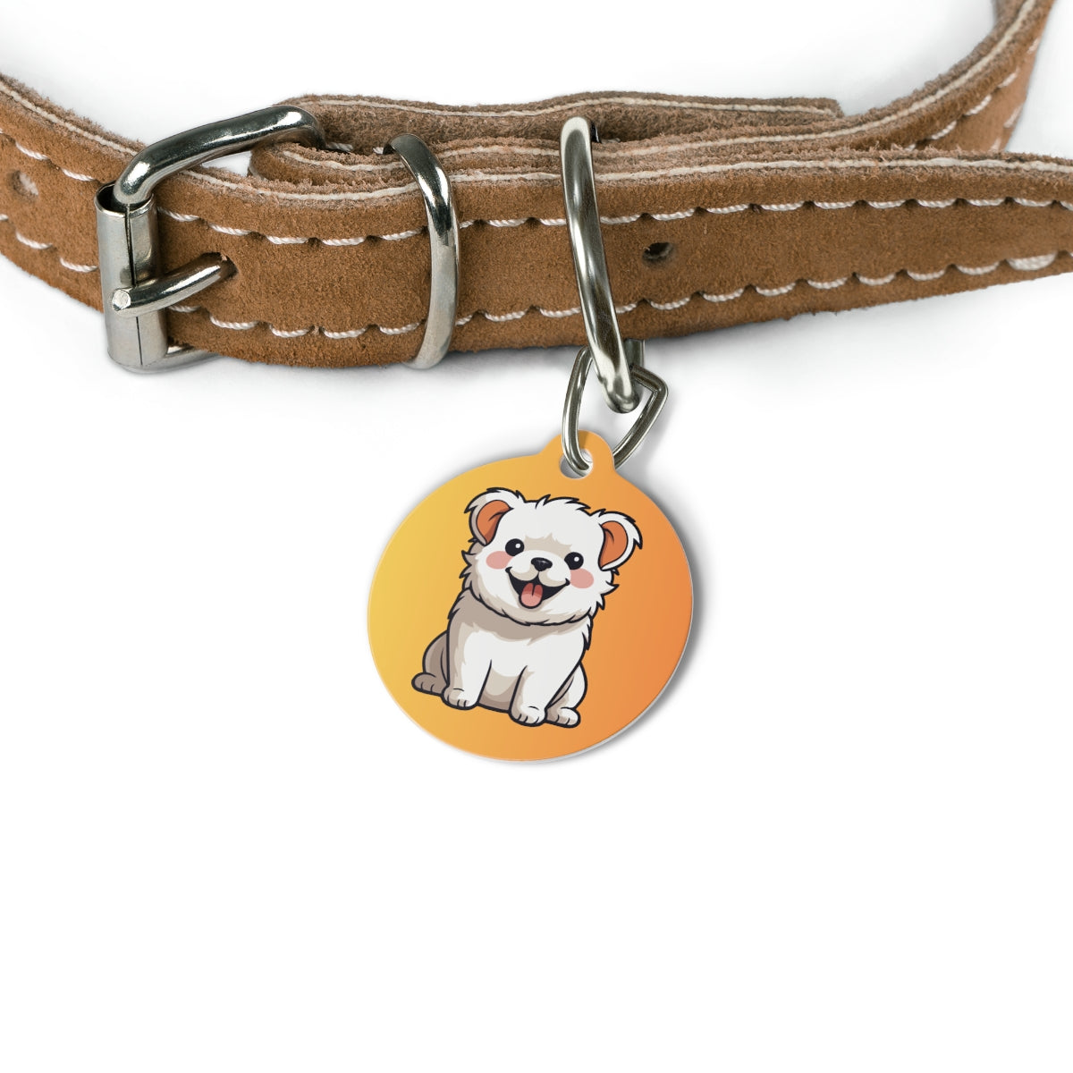 cartoon dog tag on a white background