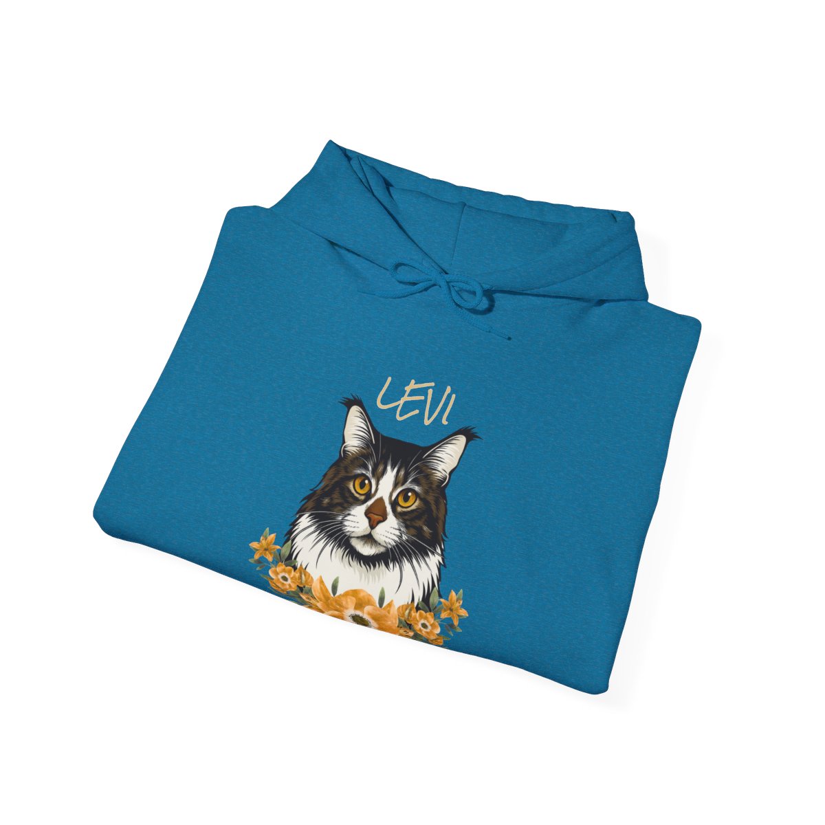 Close-up of pet photo print on hoodie front - colors