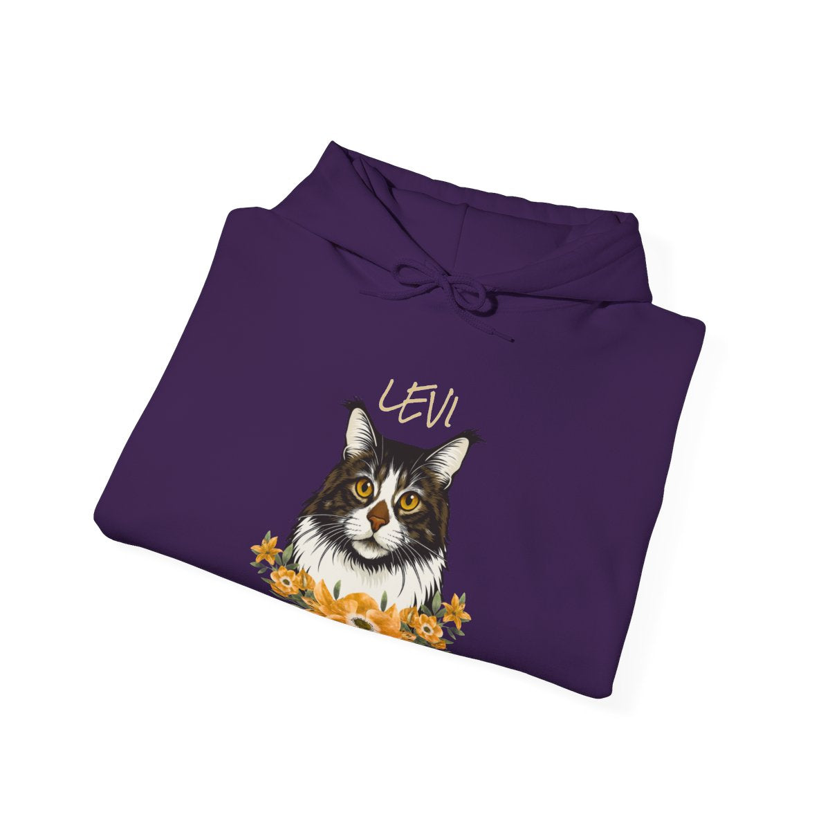 Close-up of pet photo print on hoodie front - colors