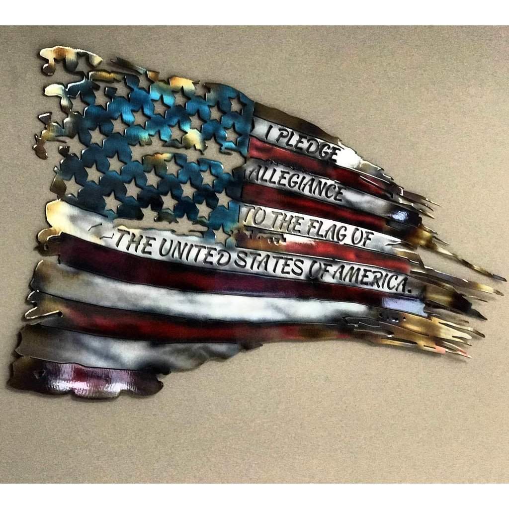 War Torn American Flag Metal Wall Art | Patriotic Steel Décor