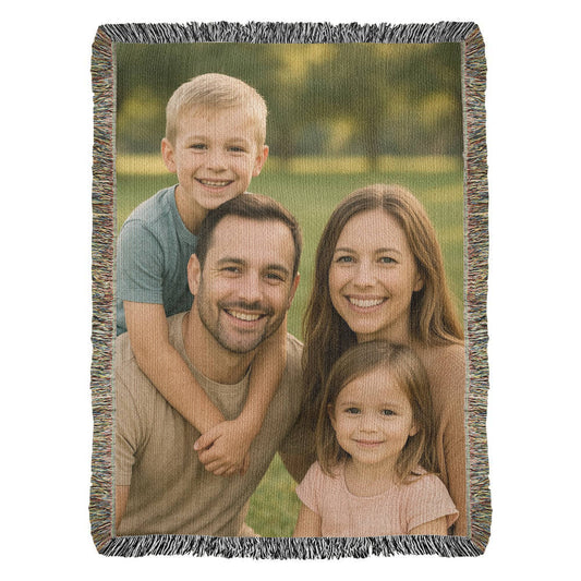 Heirloom woven portrait blanket personalized photo gift