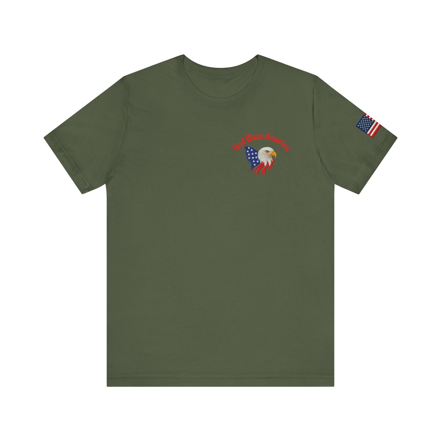 Green t-shirt with eagle and flag design