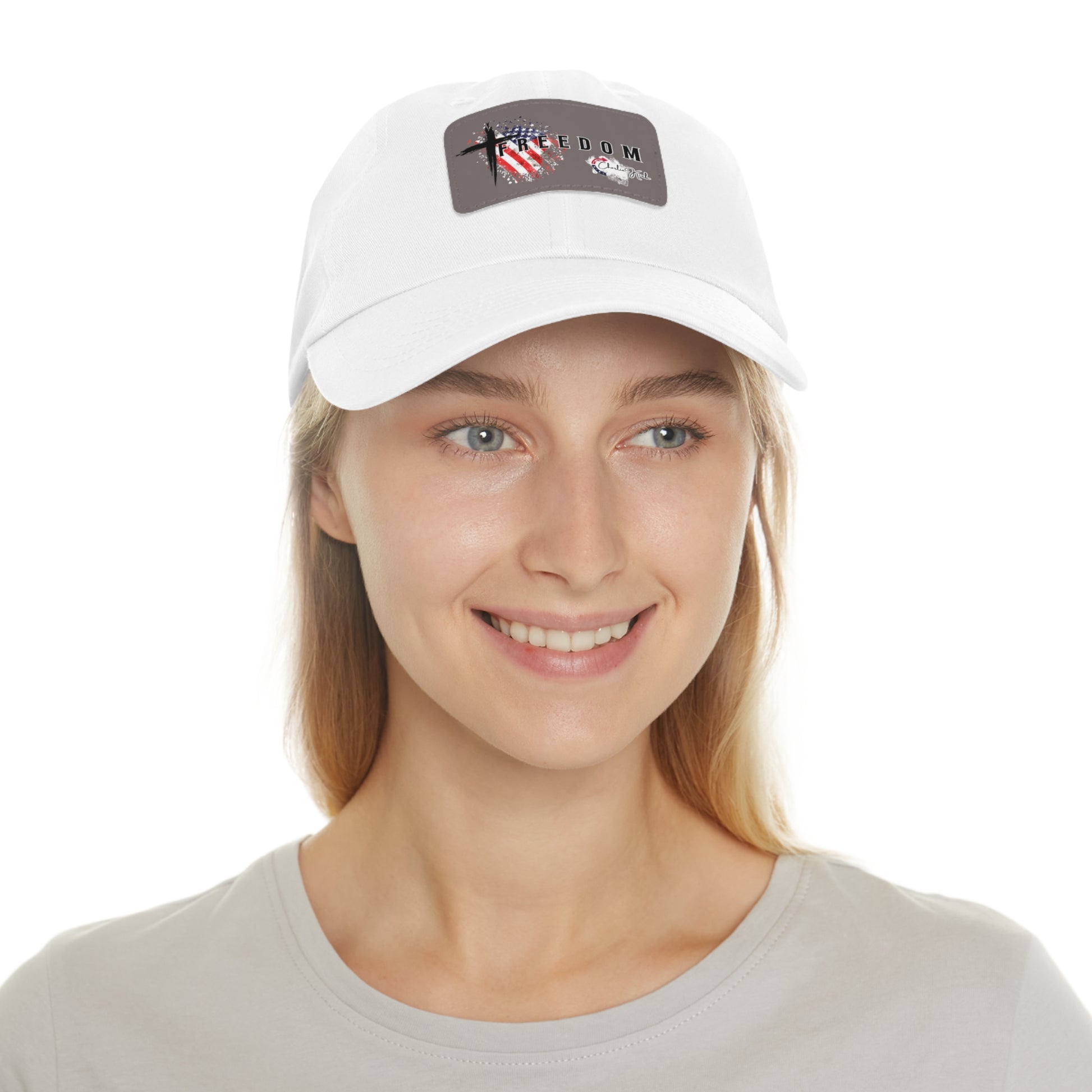 White cap with a Freedom Turning Point Charlie Kirk Patch