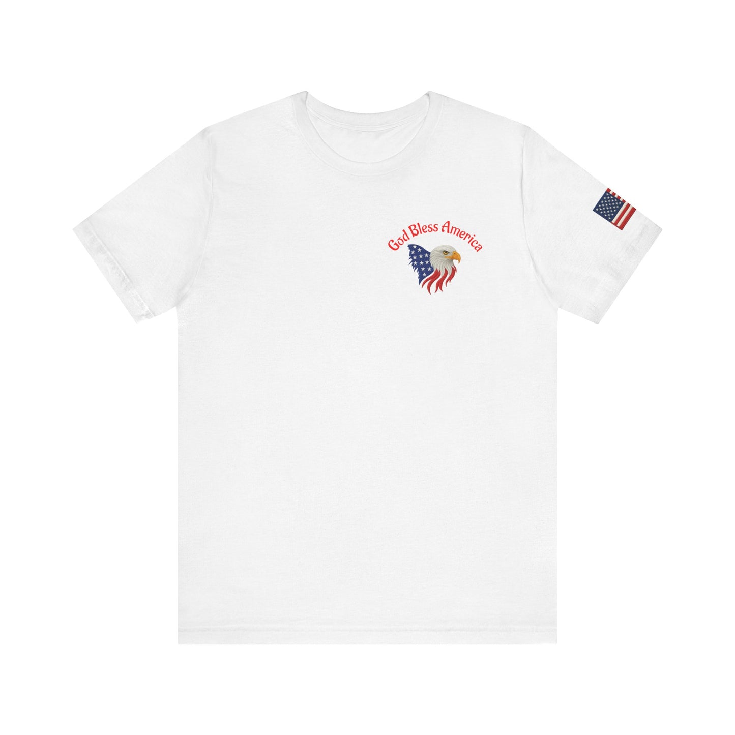White t-shirt with American flag design