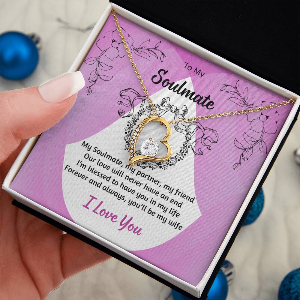 Forever Love Necklace personalized message card gift 6.5mm CZ heart pendant