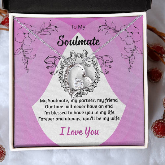Forever Love Necklace personalized message card gift 6.5mm CZ heart pendant