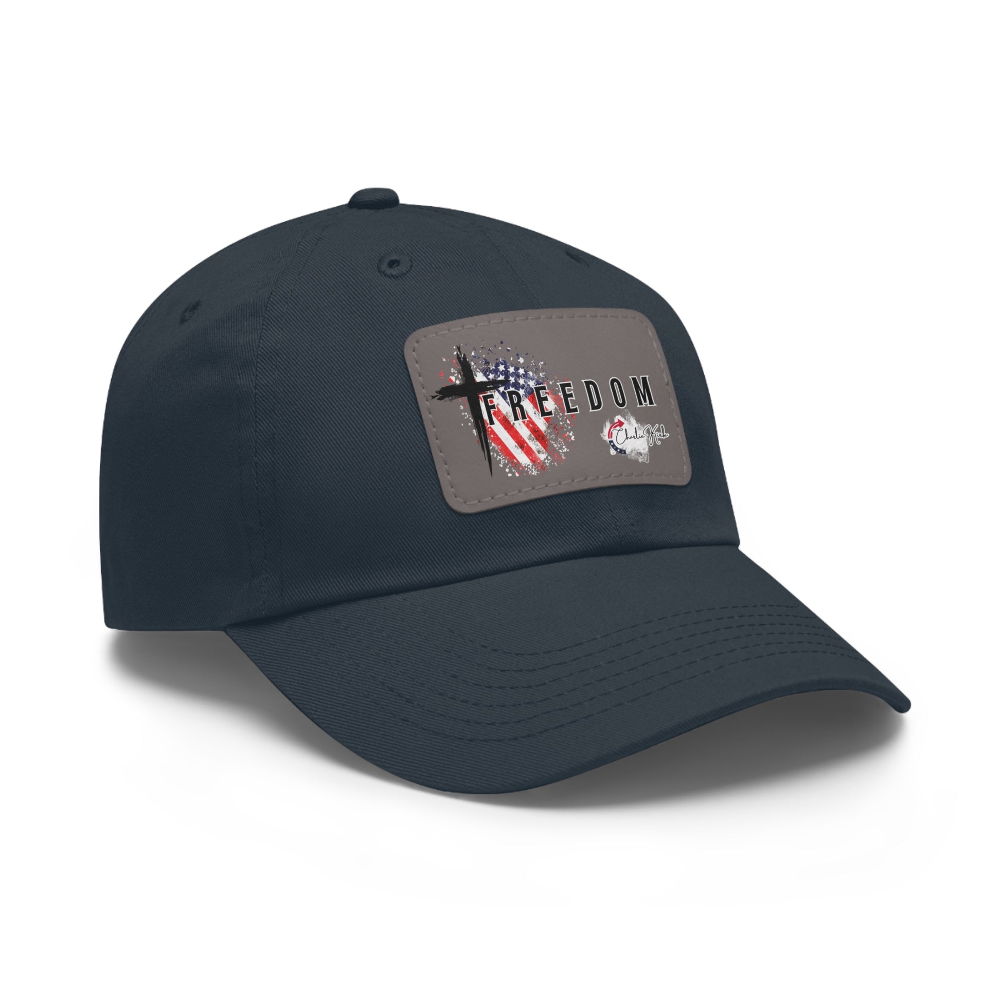Navy cap with a Freedom Turning Point Charlie Kirk Patch