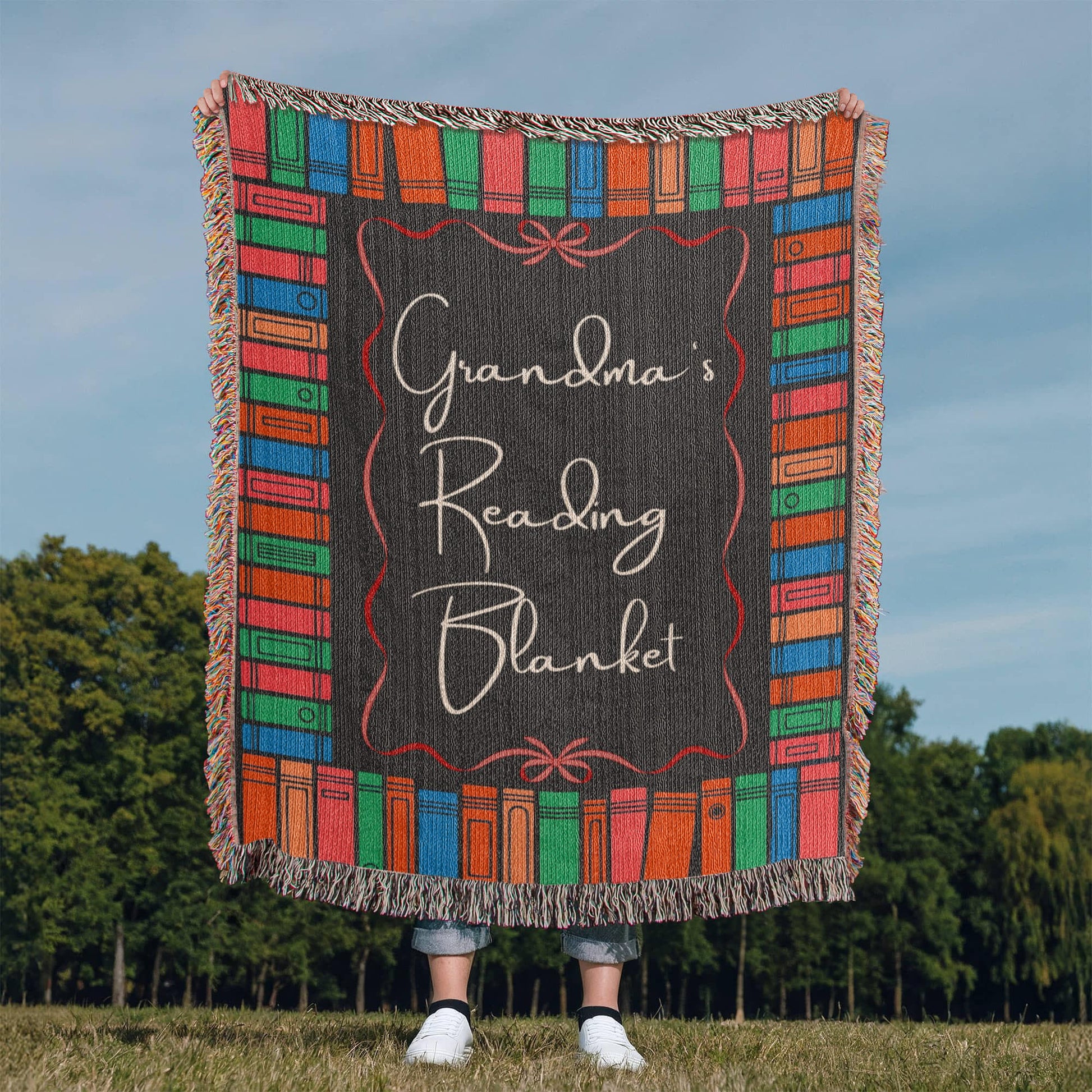Personalized reading blanket heirloom woven artwork cozy throw