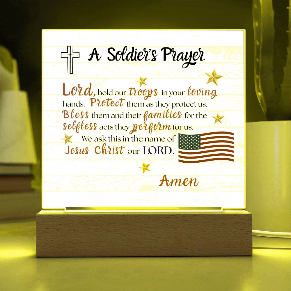 A Soldier's Prayer - Acrylic Square Plaque w/ LED
