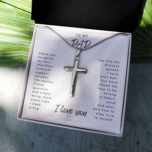 Stainless steel cross necklace gift for dad adjustable 18-22 inch