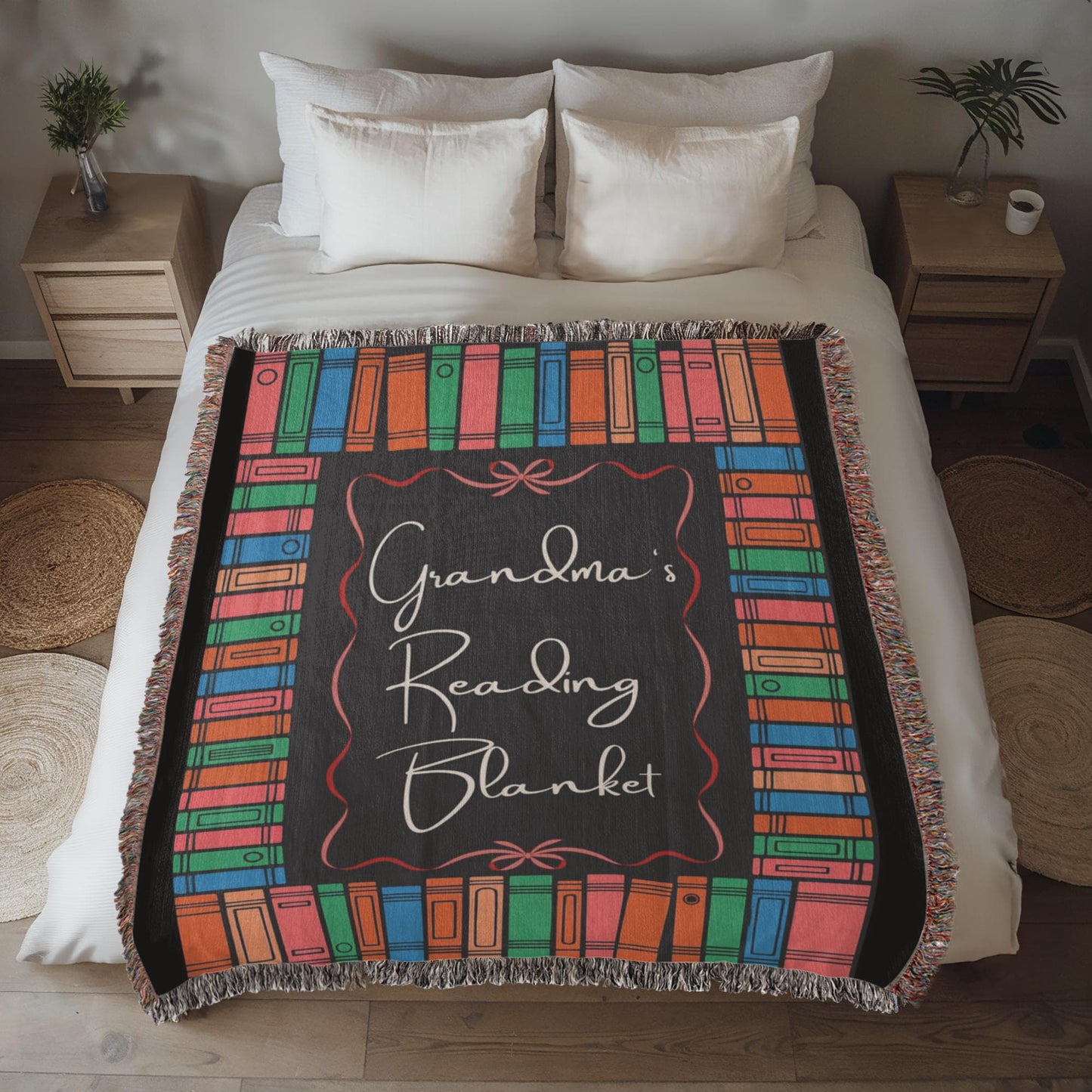 Personalized reading blanket heirloom woven artwork cozy throw