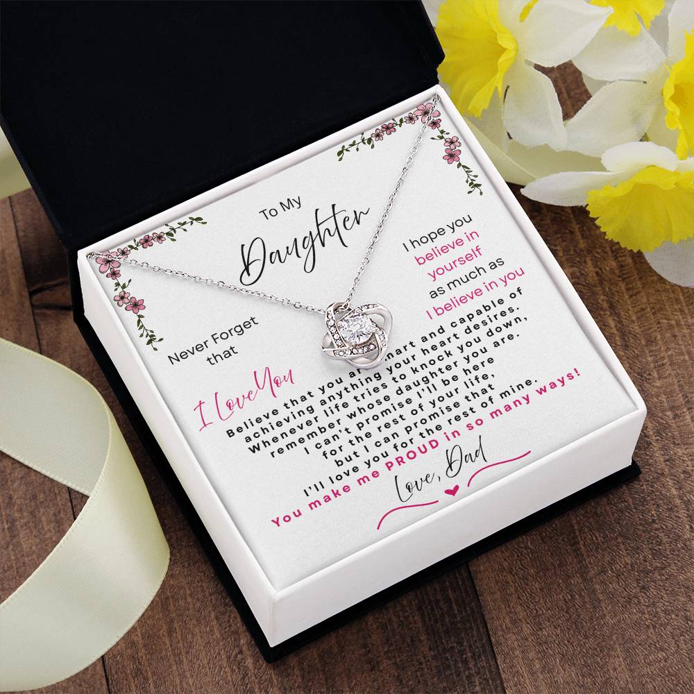 Love Knot Necklace Believe in Yourself gift for daughter 14k plated stainless steel