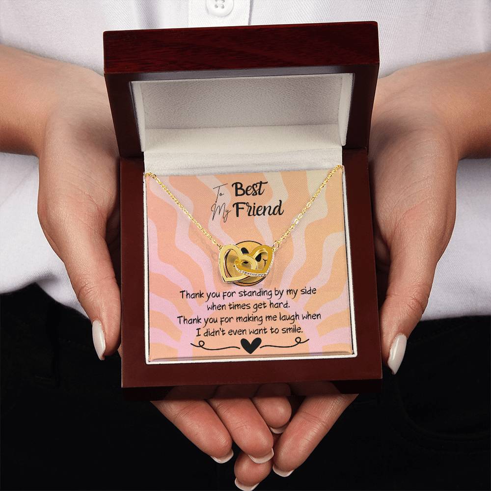 LED mahogany gift box for interlocking hearts necklace