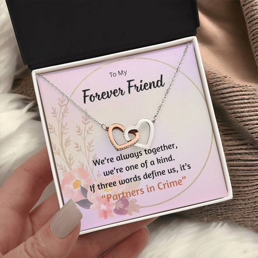 Interlocking Hearts Necklace gift for forever friend 14k plated stainless steel