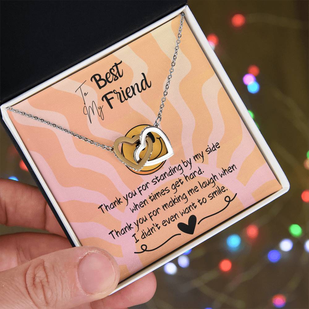 Interlocking Hearts Necklace gift for best friend 14k plated stainless steel