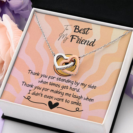 Interlocking Hearts Necklace gift for best friend 14k plated stainless steel