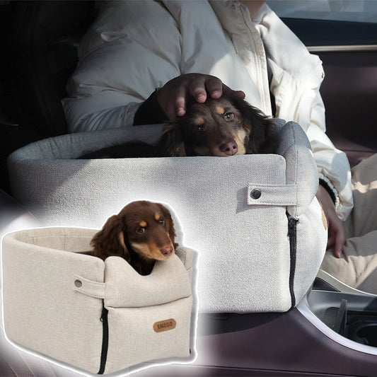 Portable Dog Car Seat Bed & Carrier – Central Console + Small Dog Travel