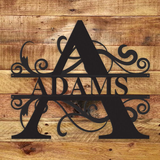 Personalized Fancy Monogram Metal Name Sign – Custom Steel Wall Decor (Indoor/Outdoor)