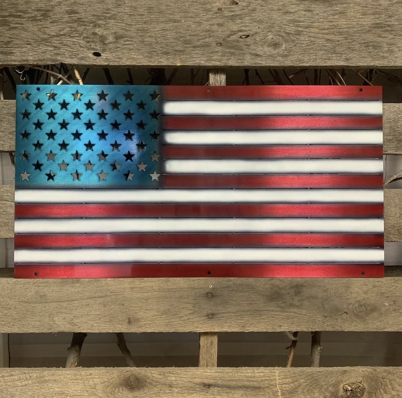 American Flag Metal Wall Art | Weathered USA Flag Steel Décor
