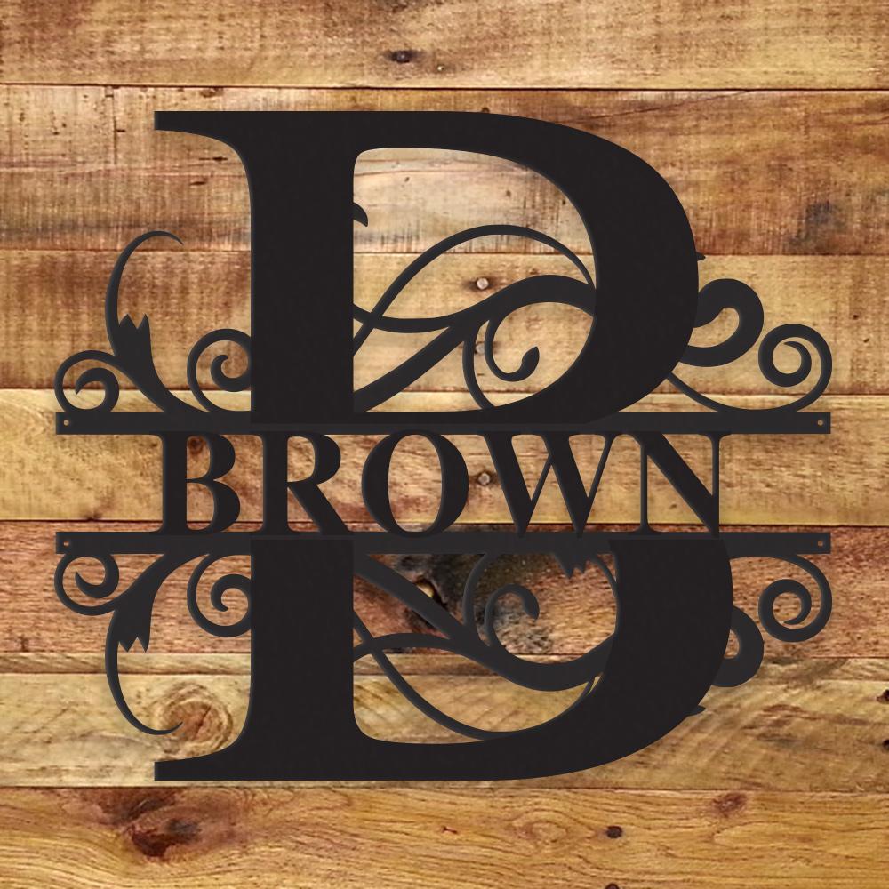 Personalized Fancy Monogram Metal Name Sign – Custom Steel Wall Decor (Indoor/Outdoor)