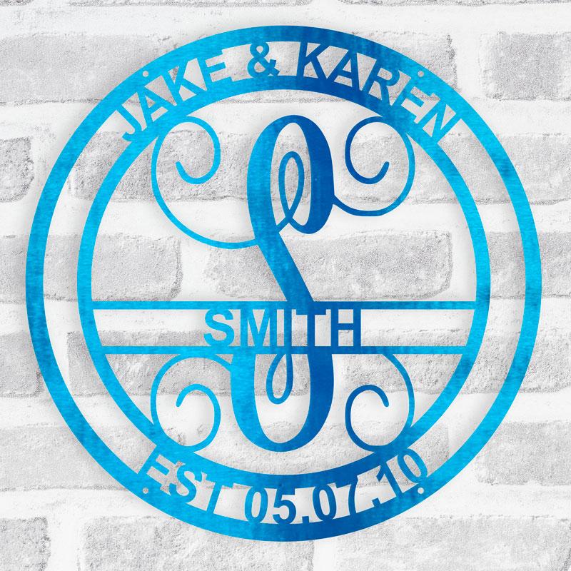 Custom Circle Vine Monogram Full‑Name Steel Wall Sign – Personalized Metal Home Decor