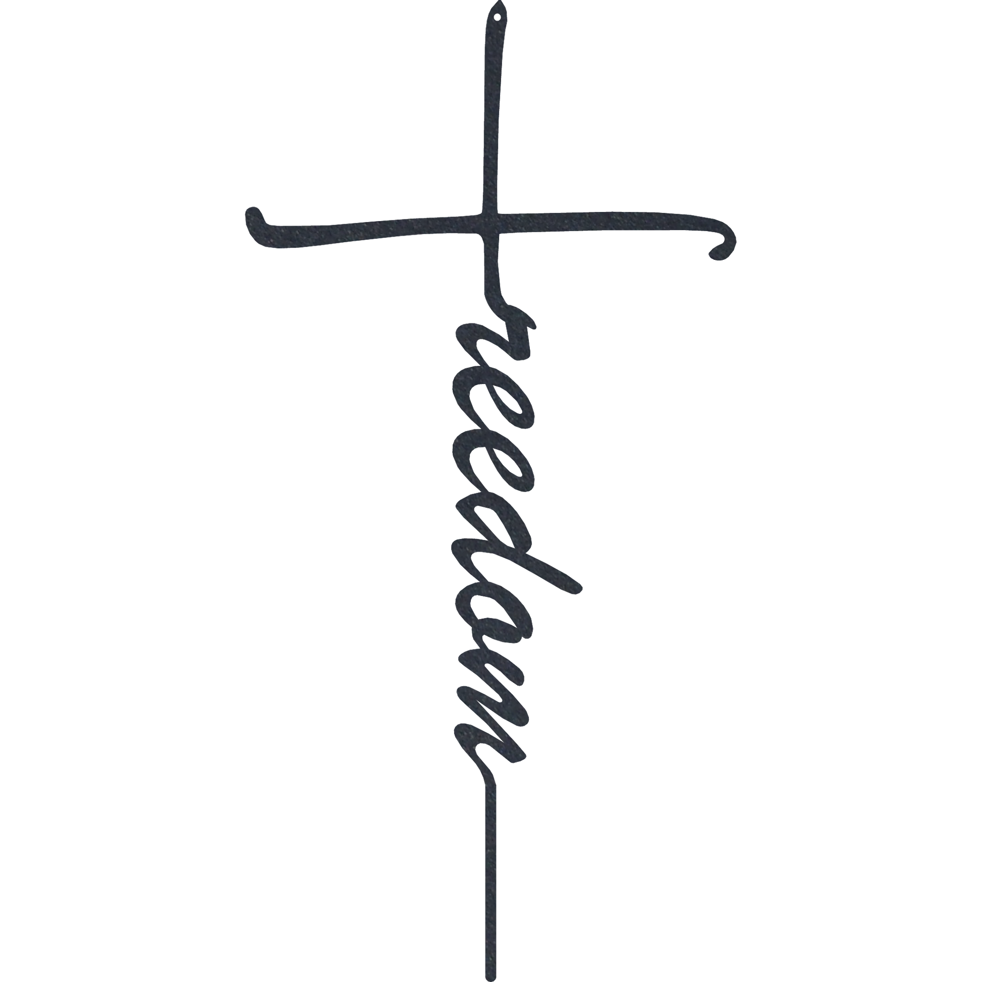 Metal wall cross symbolizing faith and liberty