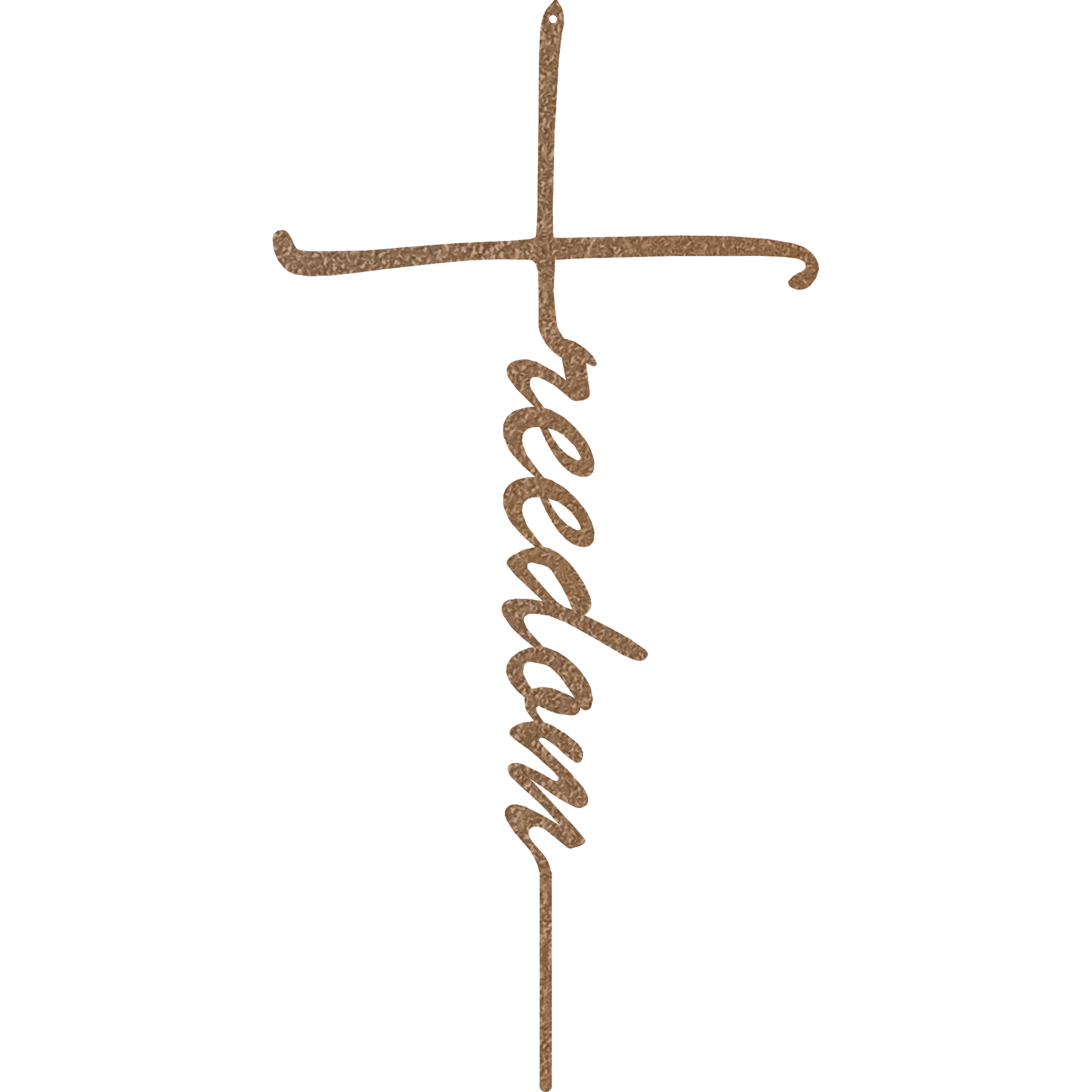 Metal wall cross symbolizing faith and liberty