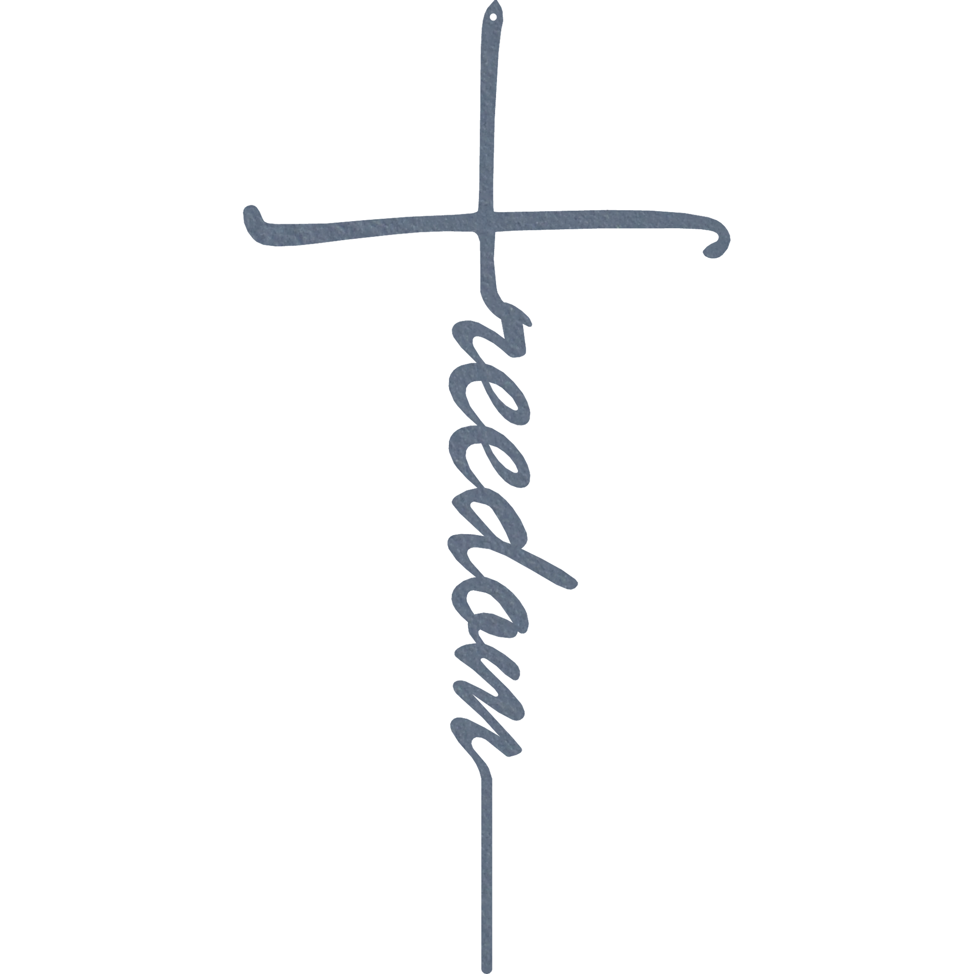 Metal wall cross symbolizing faith and liberty