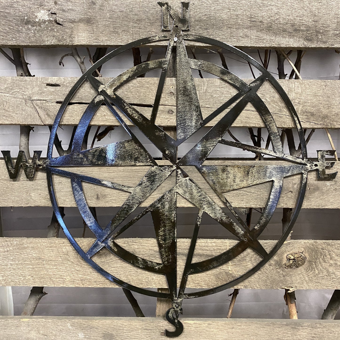 Nautical Compass Rose Metal Wall Art | Coastal Steel Décor