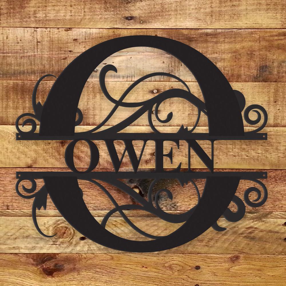 Personalized Fancy Monogram Metal Name Sign – Custom Steel Wall Decor (Indoor/Outdoor)