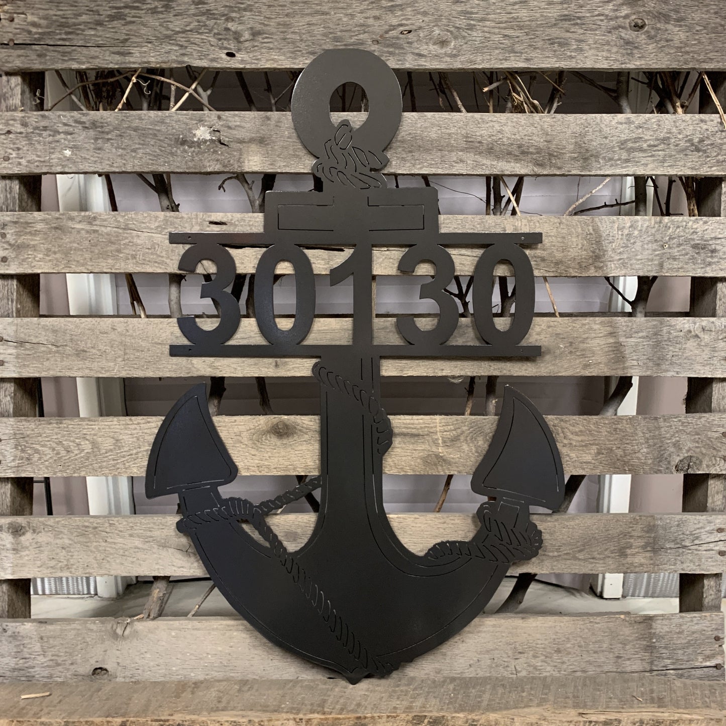 Anchored Home: Custom Anchor Address Metal Wall Art | Nautical Decor