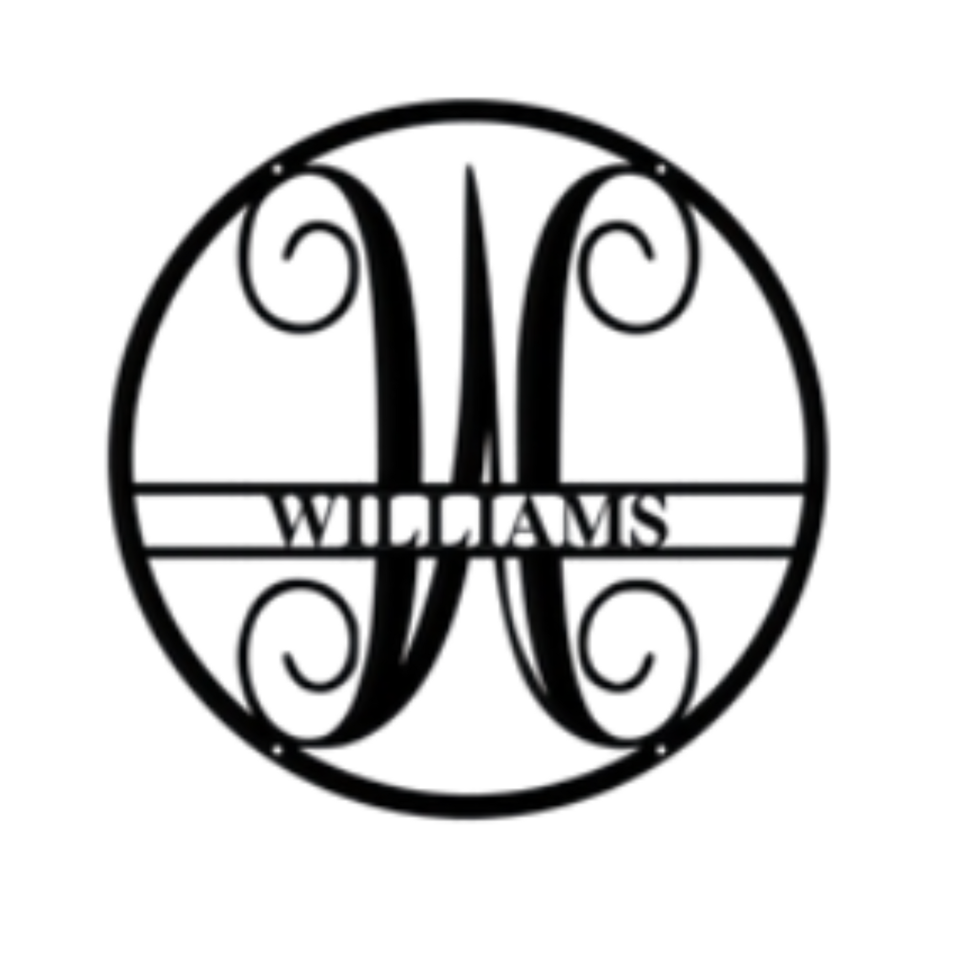 Personalized circle vine monogram metal wall art black finish