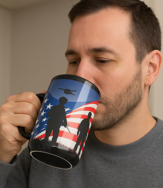 15oz ceramic military flag mug  microwave dishwasher safe