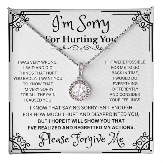 Eternal Hope I'm Sorry necklace white gold cushion cut CZ pendant