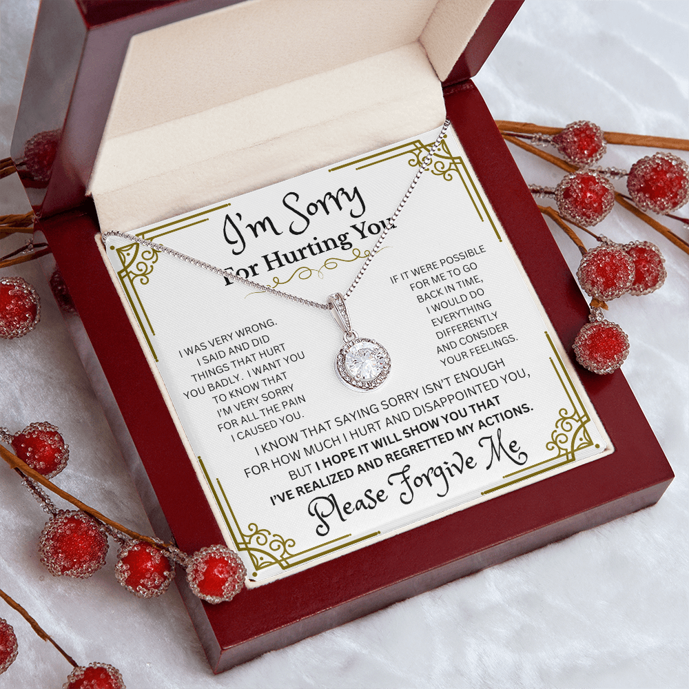 Eternal Hope Please Forgive Me necklace Mahogany Style Box with LED