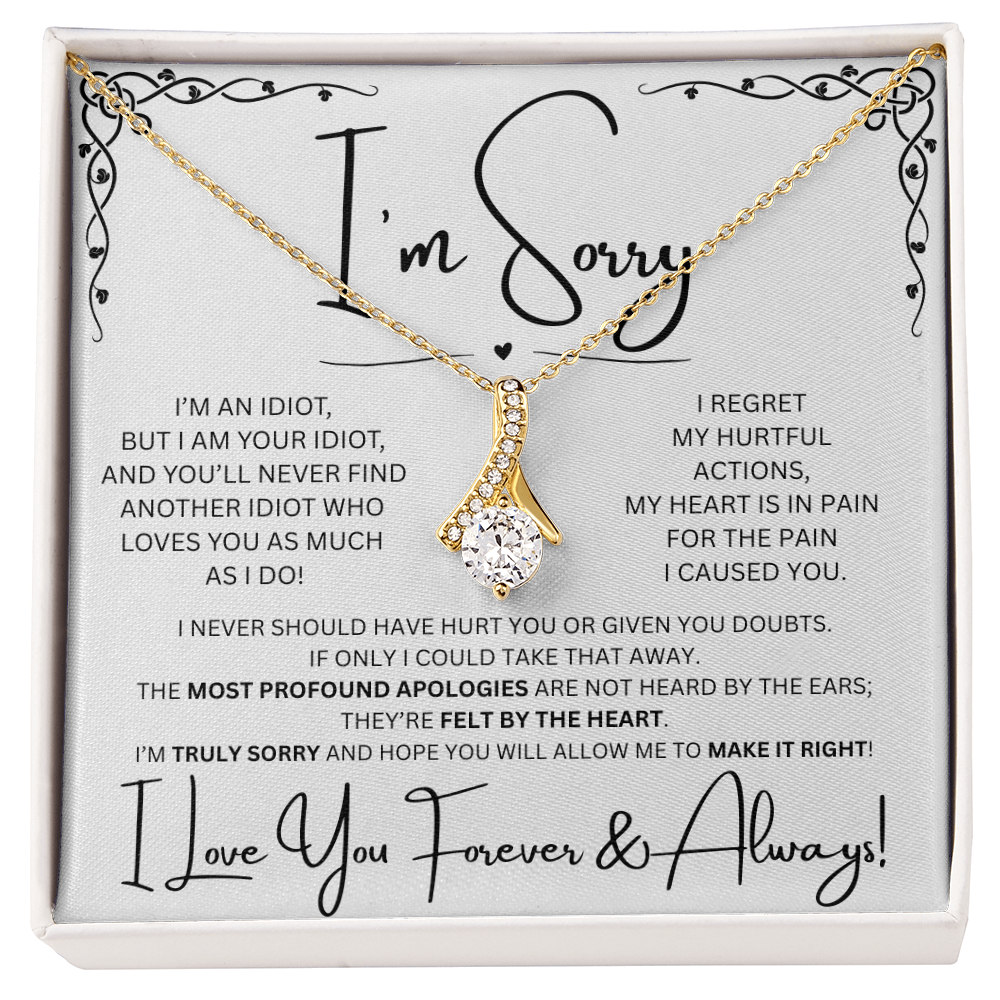 I'm Sorry Gold Toned Alluring Beauty Necklace in Two-Toned Box